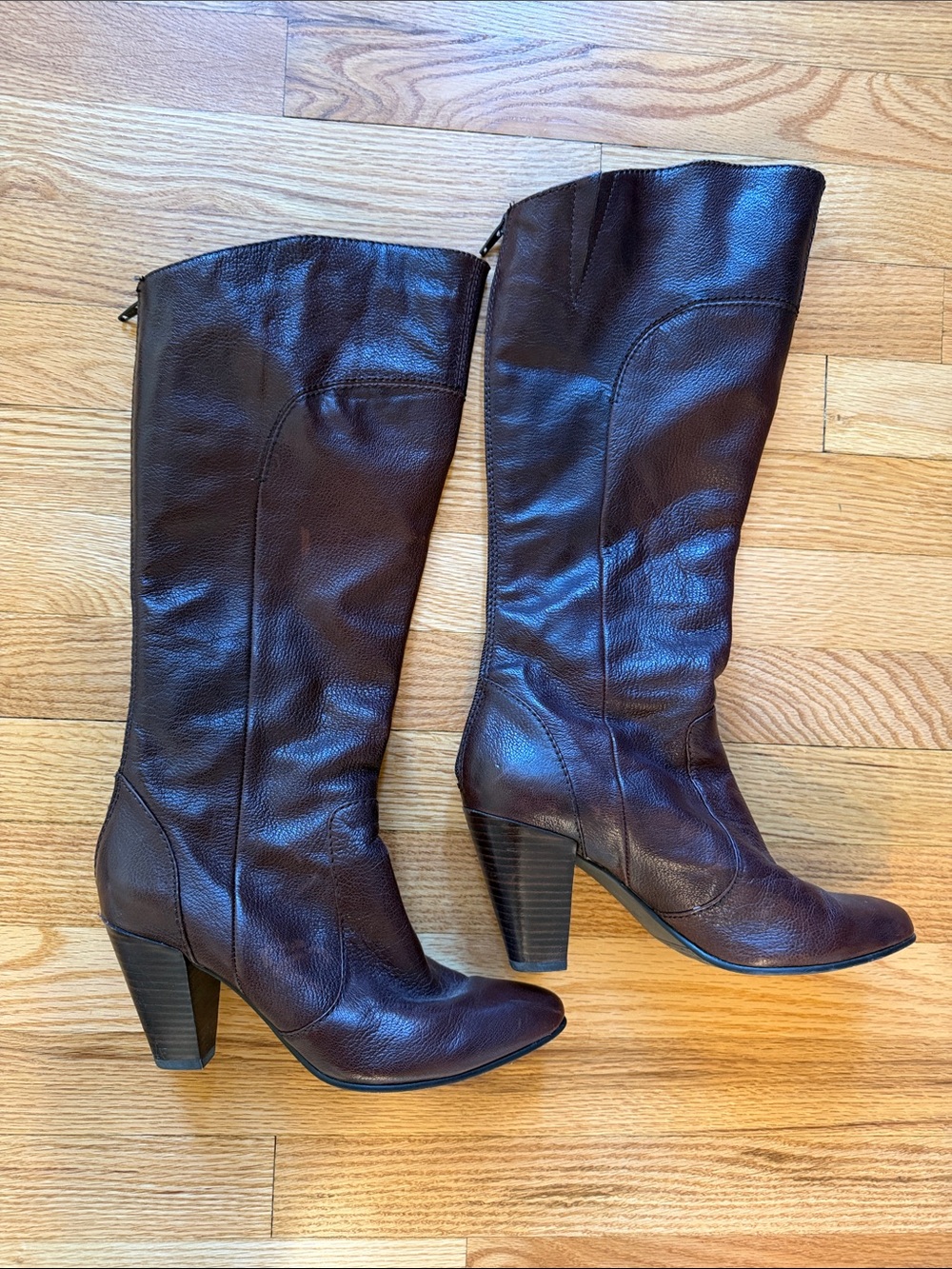 Miz Mooz Dark Brown Leather Over-the-Knee Heeled Boots